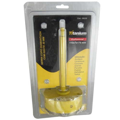 Serra copo diamantada 110 mm com haste encaixe 3/8