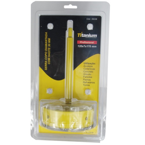 Serra copo diamantada 120 mm com haste encaixe 3/8