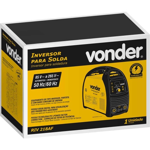 Inversora de solda com painel digital 200A para eletrodo revestido e Tig - RRIV 218AF  110V/220V