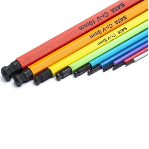 Jogo de chave allen abaulada longa 1,5 a 10 mm colorida 9 peas - ST09101CHBSJ