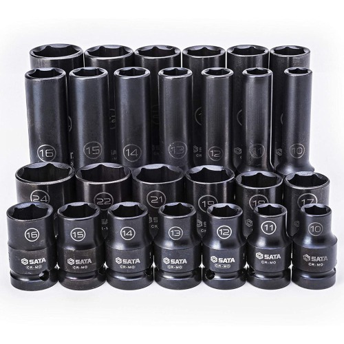 Jogo de soquete de impacto sextavado 10 a 24 mm encaixe 1/2