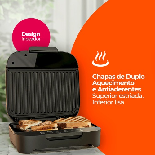 Sanduicheira Grill antiaderente 750W com boto liga/desliga Click - SAN400  110V