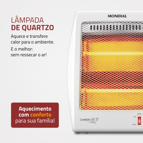 Aquecedor de ambientes 900W 2 em 1 quartzo Confort III - A-16  110V Aquecedor de ambientes 900W 2 em 1 quartzo Confort III - A-16  110V