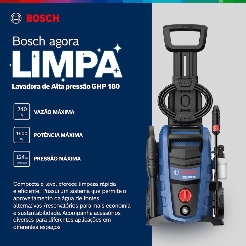 Lavadora de alta pressão 1800 libras com acessórios - GHP 180 220V Lavadora de alta pressão 1800 libras com acessórios - GHP 180 220V
