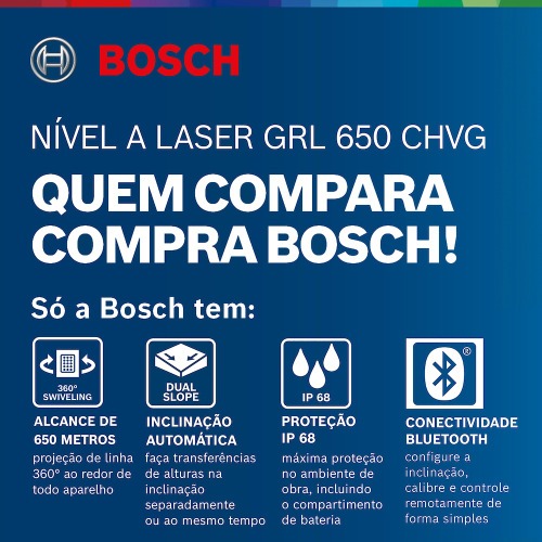 Nível a laser verde com alcance de 70 metros rotativo - GRL 650 CHVG Nível a laser verde com alcance de 70 metros rotativo - GRL 650 CHVG
