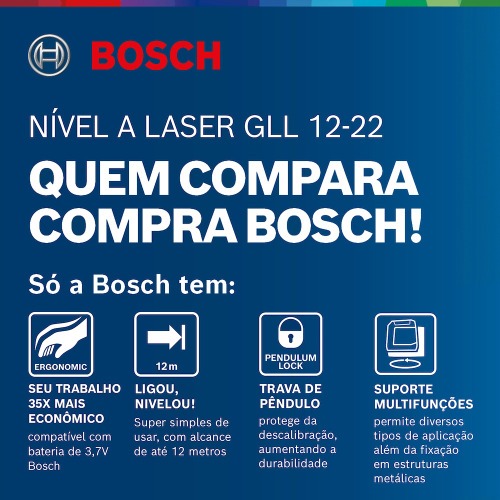 Nível a laser 2 linhas 12 m com suporte giratório acoplado - GLL 12-22 Nível a laser 2 linhas 12 m com suporte giratório acoplado - GLL 12-22