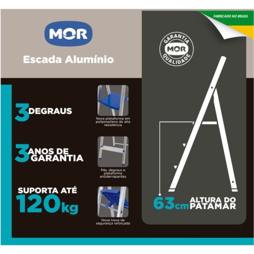 Escada de alumnio 3 degraus modelo residencial - 5101