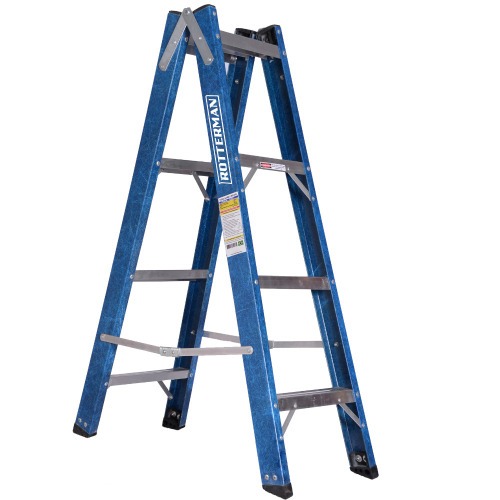 Escada tesoura dupla em fibra de vidro 4 degraus 1,2 m - Premium