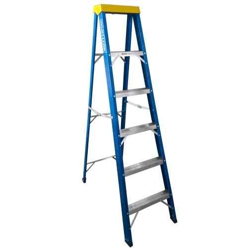 Escada de fibra de vidro 5 degraus + patamar 1,80 m americano simples