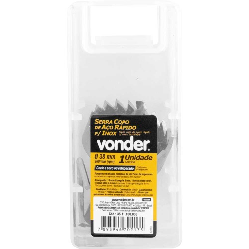 Serra copo de ao rpido 38 mm para inox