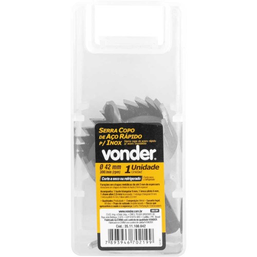 Serra copo de ao rpido 42 mm para inox