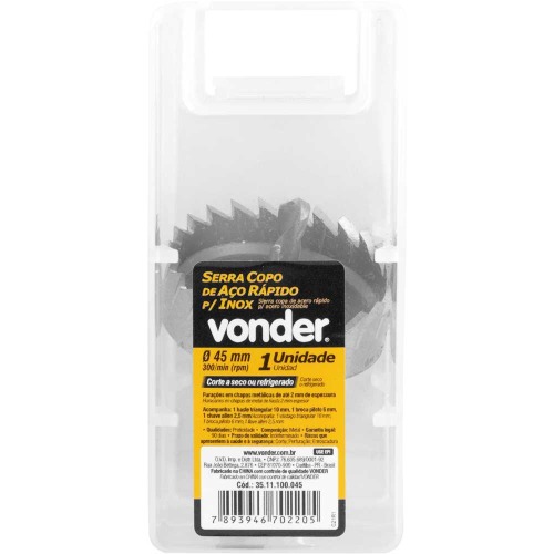 Serra copo de a�o r�pido 45 mm para inox