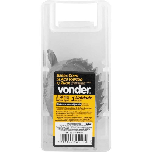 Serra copo de aço rápido 50 mm para inox Serra copo de aço rápido 50 mm para inox