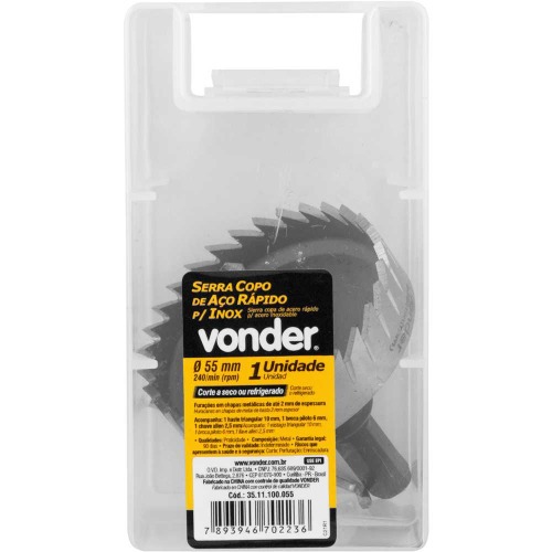Serra copo de aço rápido 55 mm para inox Serra copo de aço rápido 55 mm para inox