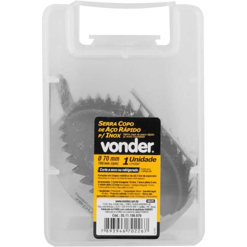 Serra copo de ao rpido 70 mm para inox