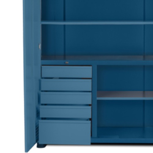 Armrio para ferramentas com 3 prateleiras 5 gavetas e portas de vidro - AM-1006