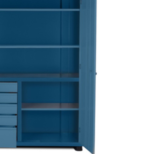 Armrio para ferramentas com 3 prateleiras 5 gavetas e portas de vidro - AM-1006