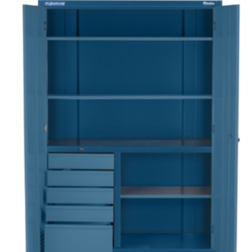 Armrio para ferramentas com 3 prateleiras 5 gavetas e portas de vidro - AM-1006