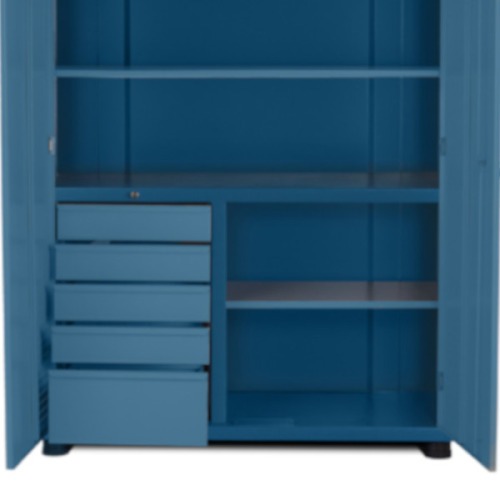 Armrio para ferramentas com 3 prateleiras 5 gavetas e portas de vidro - AM-1006