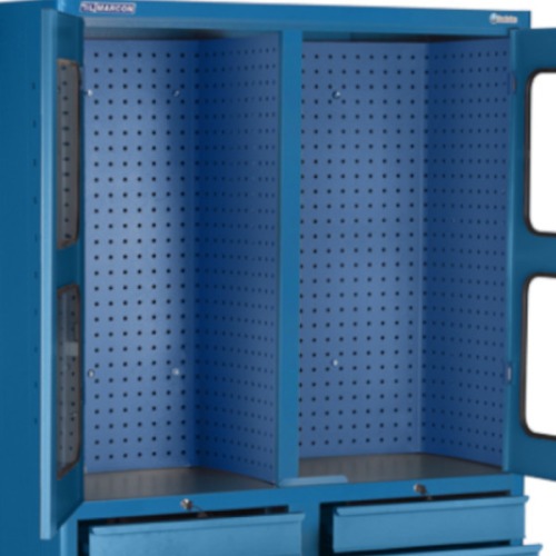 Armrio para ferramentas com 3 prateleiras 9 gavetas e portas de vidro - AM-1022