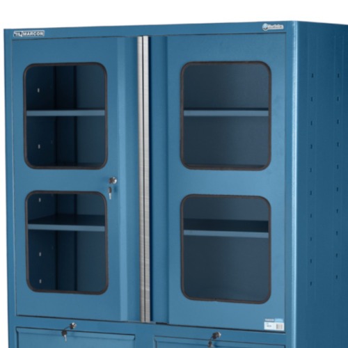 Armário para ferramentas com 3 prateleiras 9 gavetas e portas de vidro - AM-1024 Armário para ferramentas com 3 prateleiras 9 gavetas e portas de vidro - AM-1024