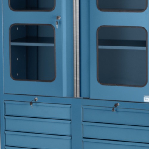 Armário para ferramentas com 3 prateleiras 9 gavetas e portas de vidro - AM-1024 Armário para ferramentas com 3 prateleiras 9 gavetas e portas de vidro - AM-1024