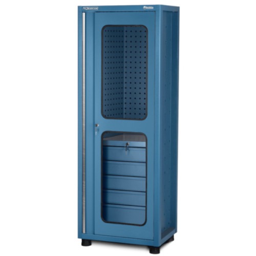 Armrio para ferramentas com 5 gavetas chapa perfurada e porta em vidro - AM-1020