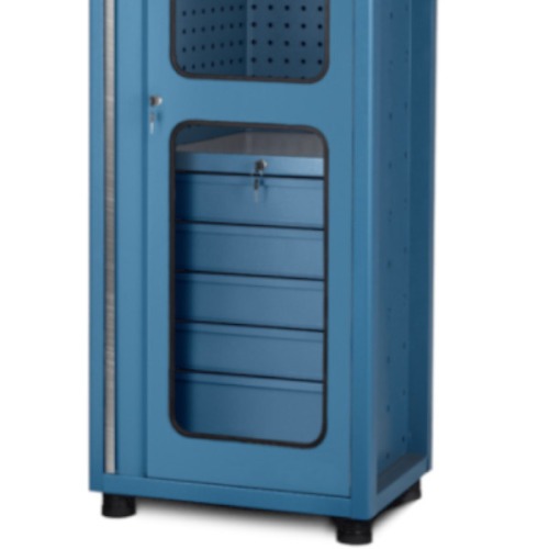 Armrio para ferramentas com 5 gavetas chapa perfurada e porta em vidro - AM-1020