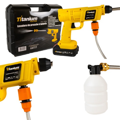 Lavadora de alta press�o tipo pistola a bateria 21V com 2 baterias + acess�rios - 07729  110V/220V
