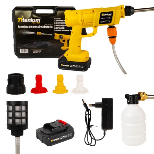 Lavadora de alta press�o tipo pistola a bateria 21V com 2 baterias + acess�rios - 07729  110V/220V