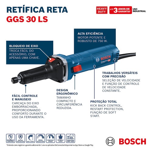 Retificadeira reta 750W com pin�a de 1/4