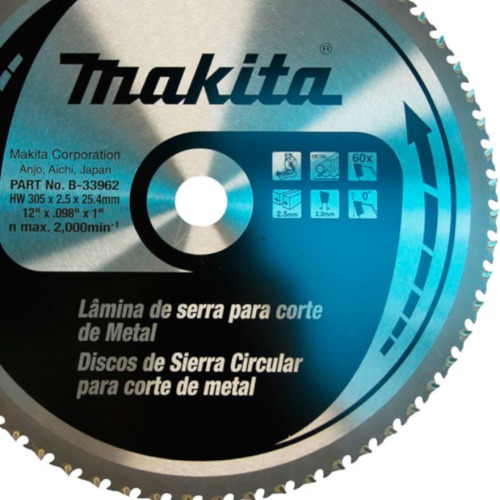 Disco de serra para metal 305 x 25 x 2,2 mm com 60 dentes