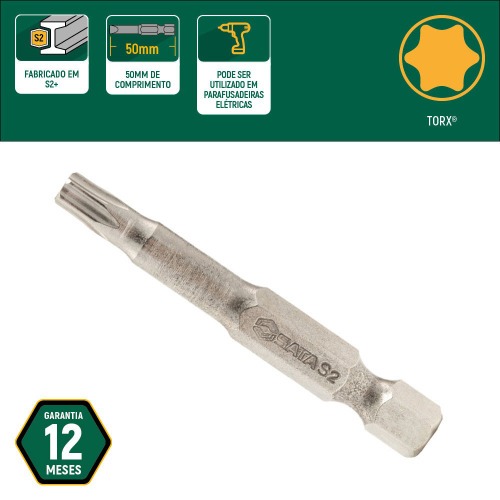 Jogo de bits hexalobular T10 x 50 mm encaixe 1/4