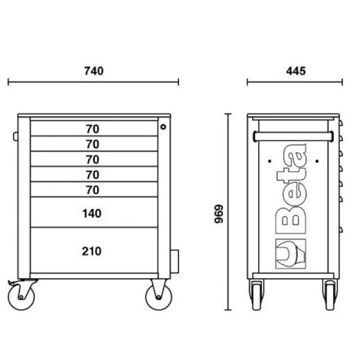 Carrinho para ferramentas com 7 gavetas Full Rosa - RSC24/7