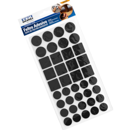 Feltro protetor adesivo com formatos sortidos preto 40 unidades