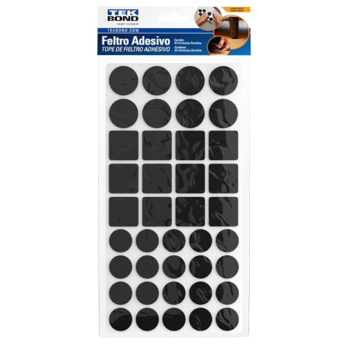 Feltro protetor adesivo com formatos sortidos preto 40 unidades