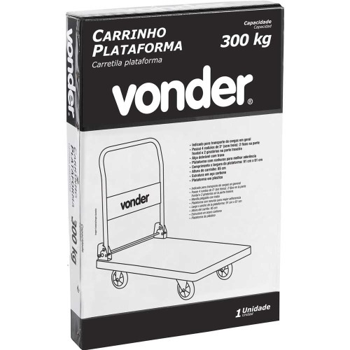 Carro plataforma com tampo em plstico capacidade 300 kg