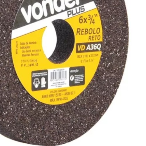 Rebolo reto para uso geral 6 x 3/4 x 1.1/4