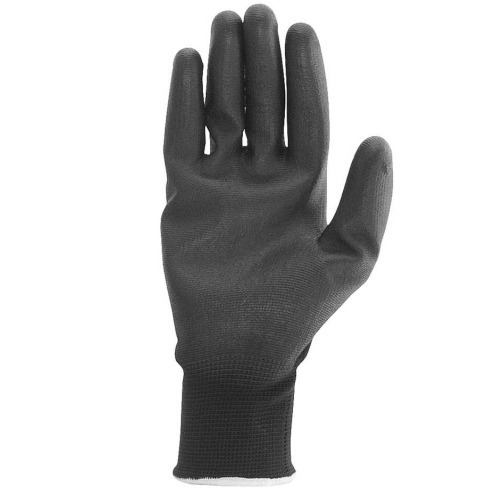 Luva de poli�ster preta com poliuretano tamanho 8 - PPV 1008