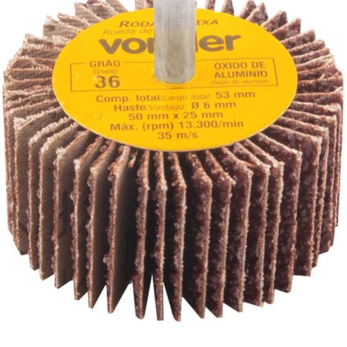 Roda de lixa 50 x 25 mm com haste gr�o 36 