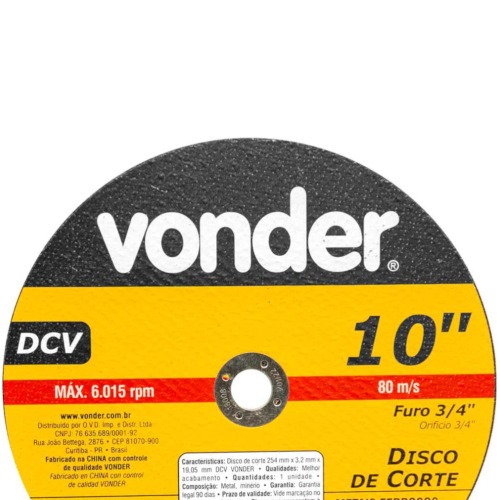 Disco de corte 254 x 3,2 x 19,05 mm - DCV Disco de corte 254 x 3,2 x 19,05 mm - DCV