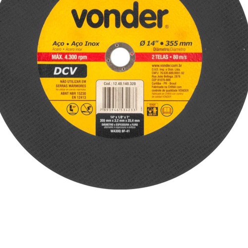 Disco de corte 355 x 3,2 x 25,40 mm - DCV 