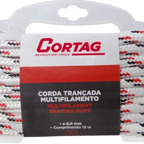 Corda multifilamento tranada 8 mm x 16 m com suporte plstico - 61634