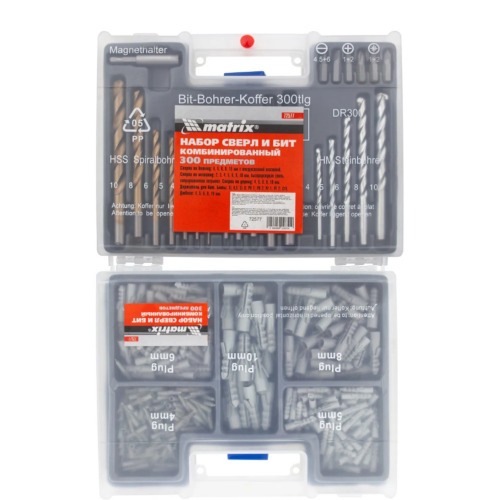 Jogo de brocas bits e buchas com 300 peas 