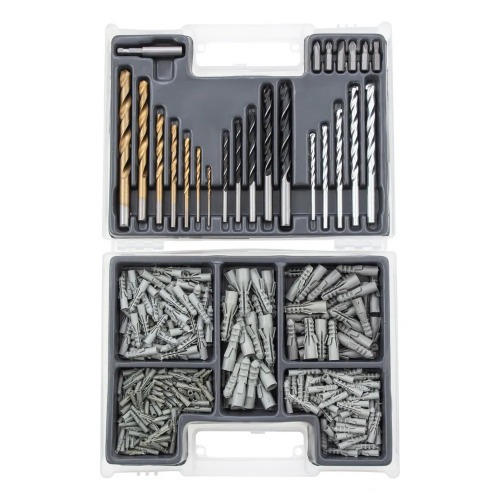 Jogo de brocas bits e buchas com 300 peas 