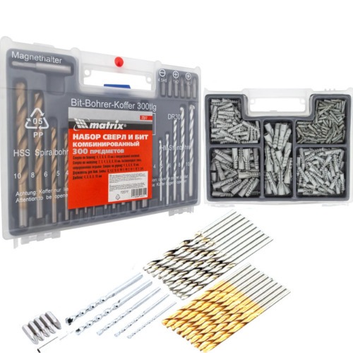 Jogo de brocas bits e buchas com 300 peas 