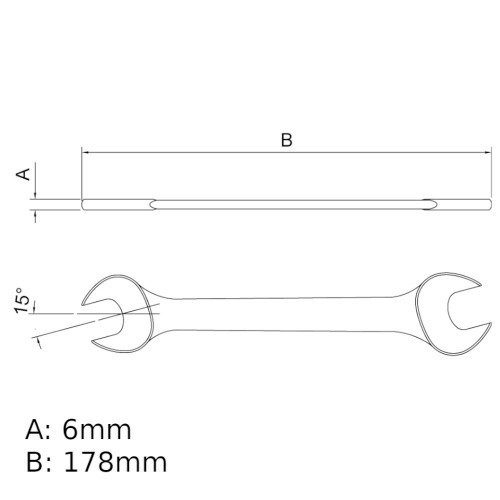 Chave fixa 14 x 15 mm ao cromo vandio com cartela