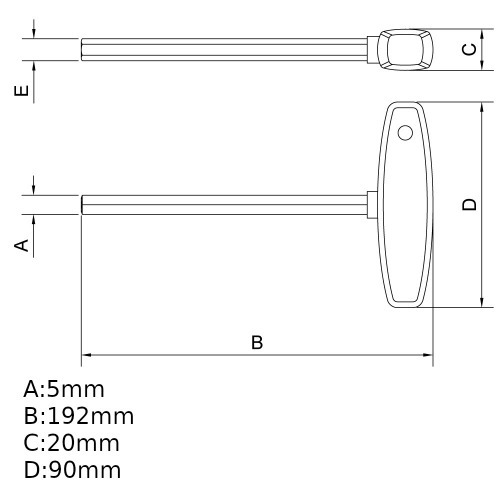 Chave allen cabo T 5 x 160 mm - 44360105 Chave allen cabo T 5 x 160 mm - 44360105