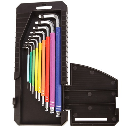 Jogo de chave allen abaulada longa 1,5 a 10 mm 9 peas colorida com estojo  - 08027