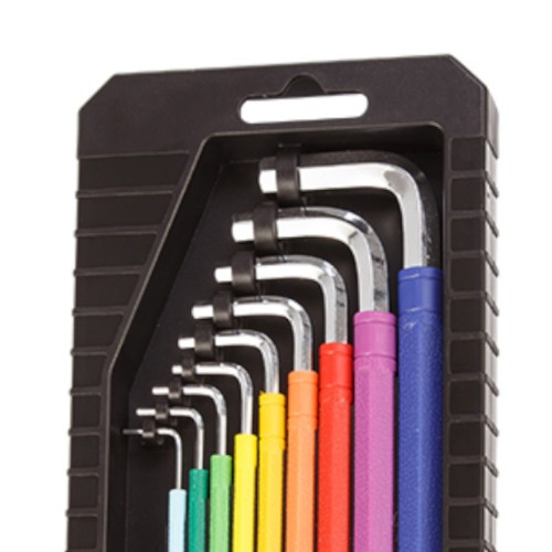 Jogo de chave allen abaulada longa 1,5 a 10 mm 9 peas colorida com estojo  - 08027